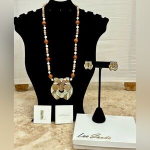 Lee Sands Lion Necklace and Earring Jewelry Set.